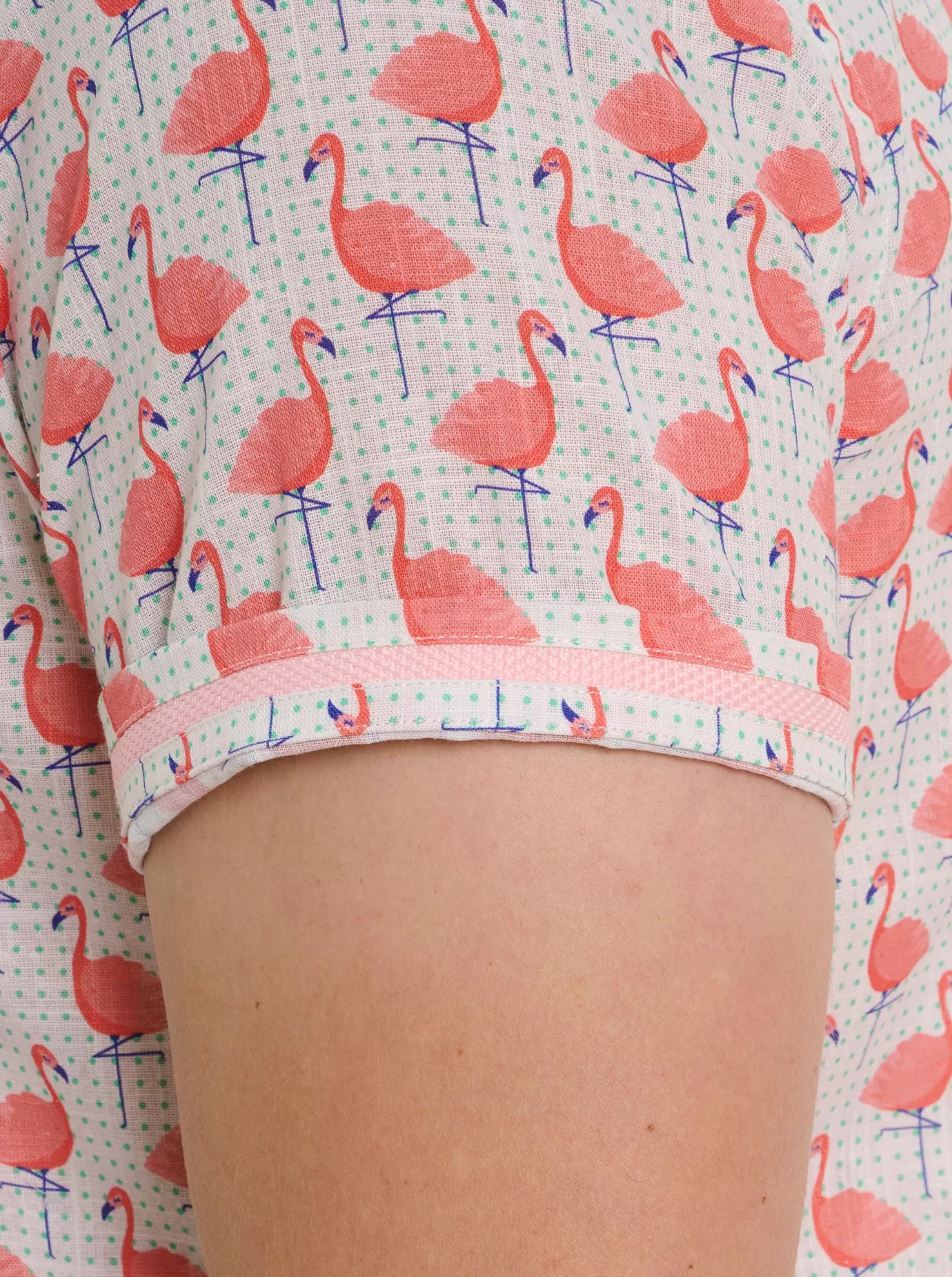 Store POLKA FLAMINGO SHORT SLEEVE BUTTON DOWN SHIRT Short Sleeve Button Down Shirts